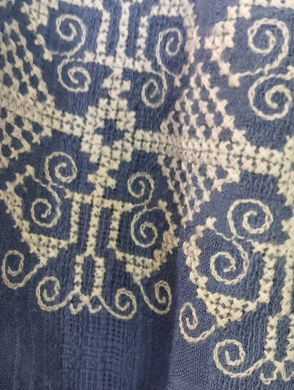 Tory Burch Loretta Tunic Blue Off-the-Shoulder Embroidered Dress Size Medium